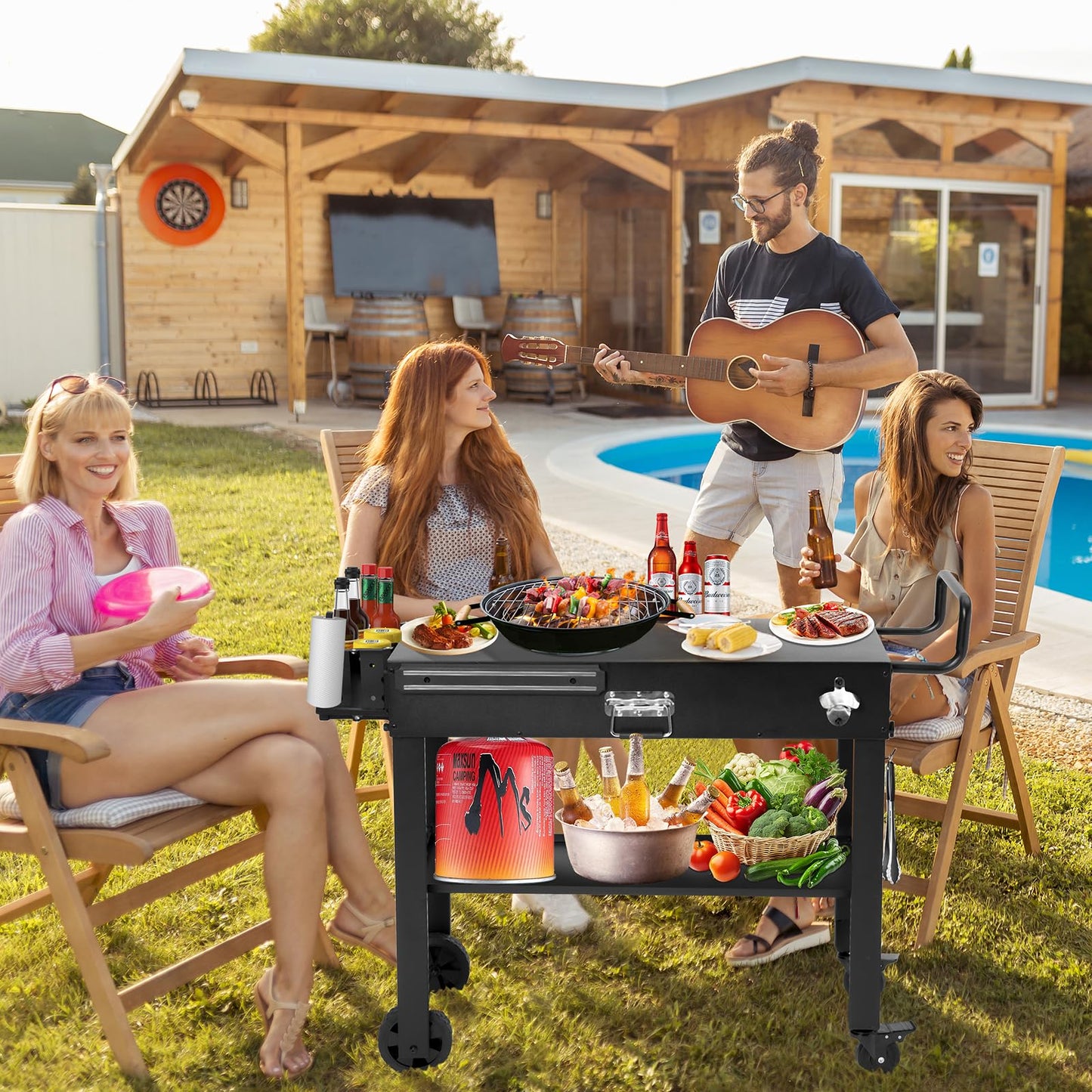 Portable Foldable Outdoor Grill Cart for Camping
