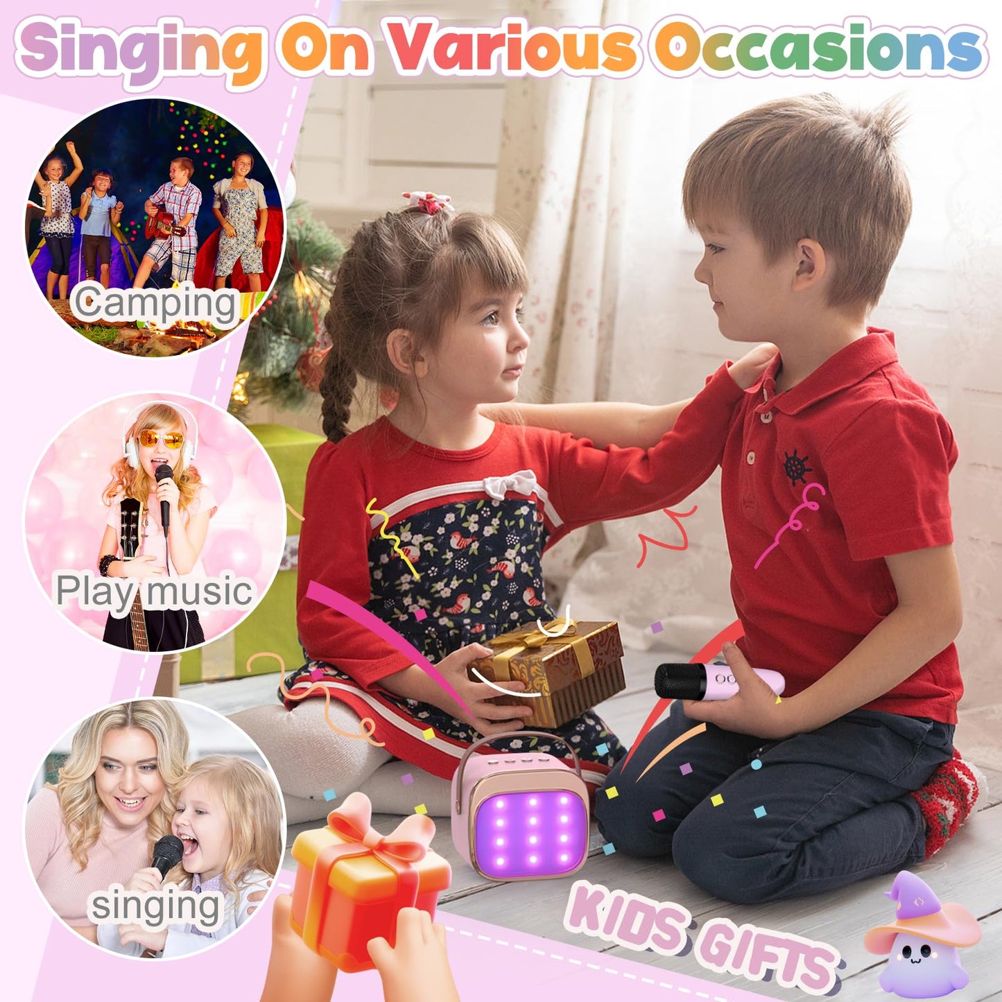 Mini Karaoke Machine with Wireless Microphones