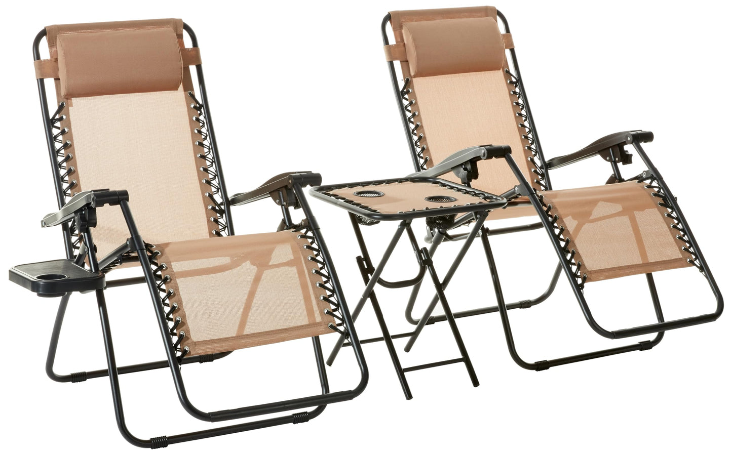 Amazon Basics Outdoor Mesh Adjustable Zero Gravity Lounge Chair Recliners with Side Table, 35 x 26 x 43 inches, Beige