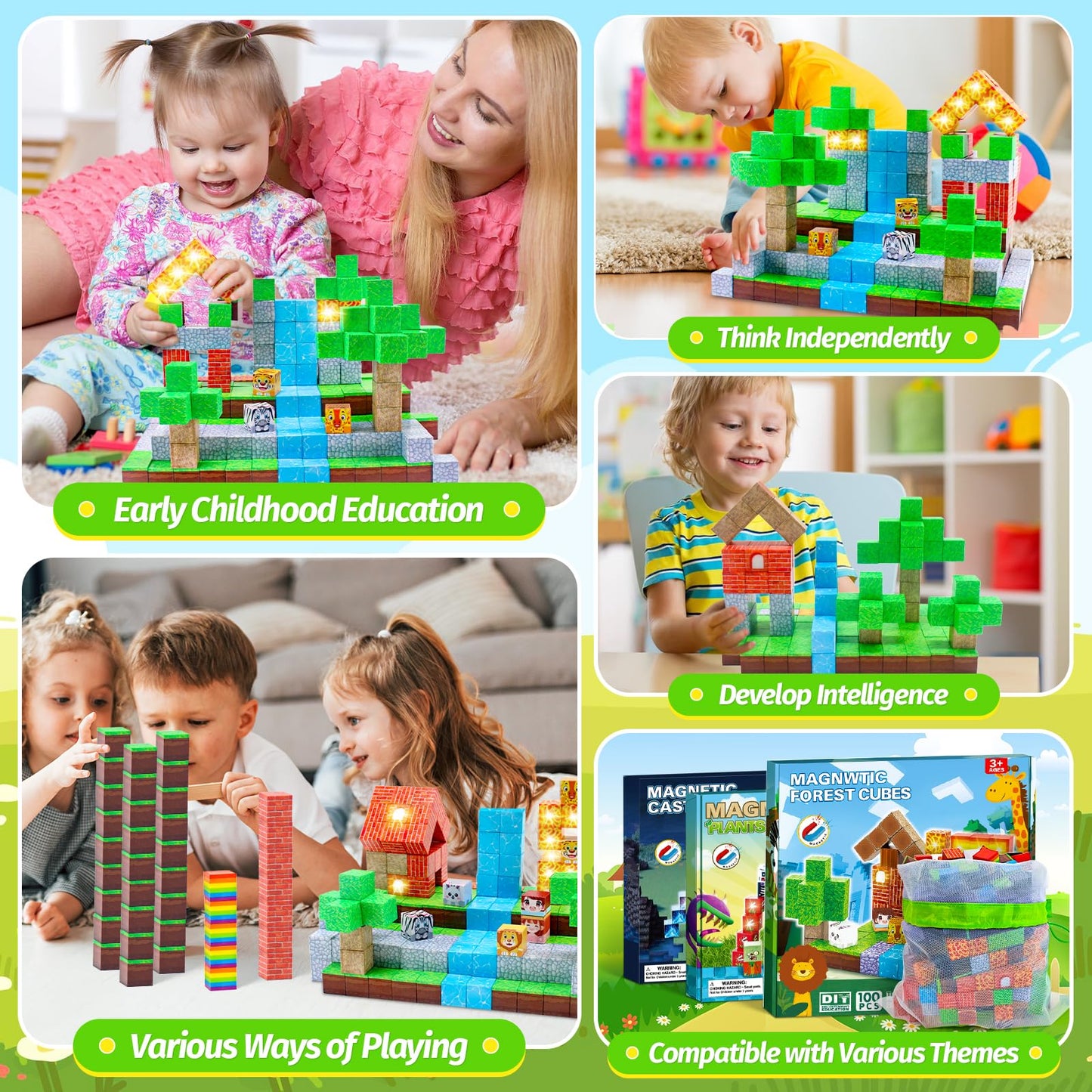 100pcs Magnetic Building Blocks for Kids