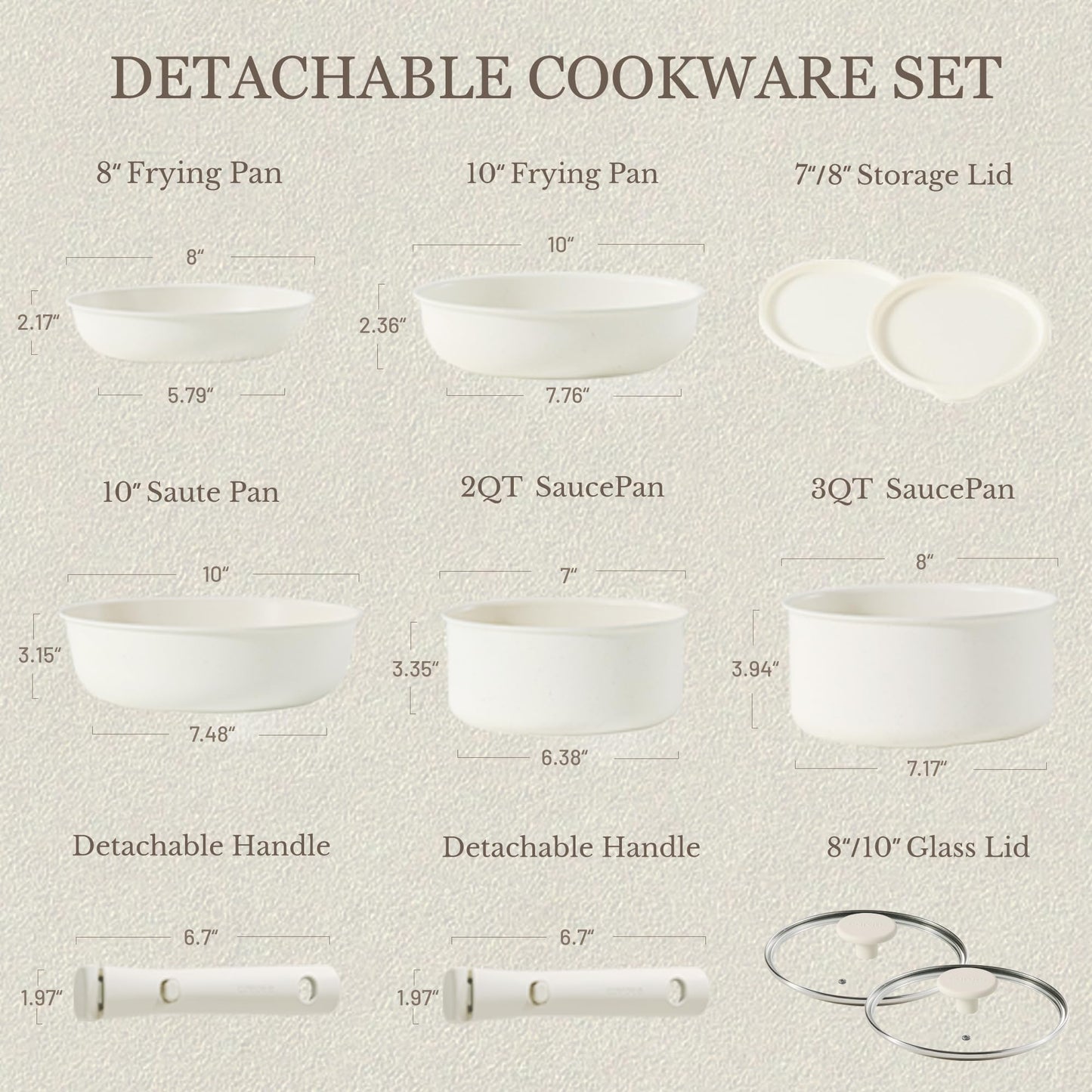 CAROTE 11-Piece Nonstick Cookware Set with Handles