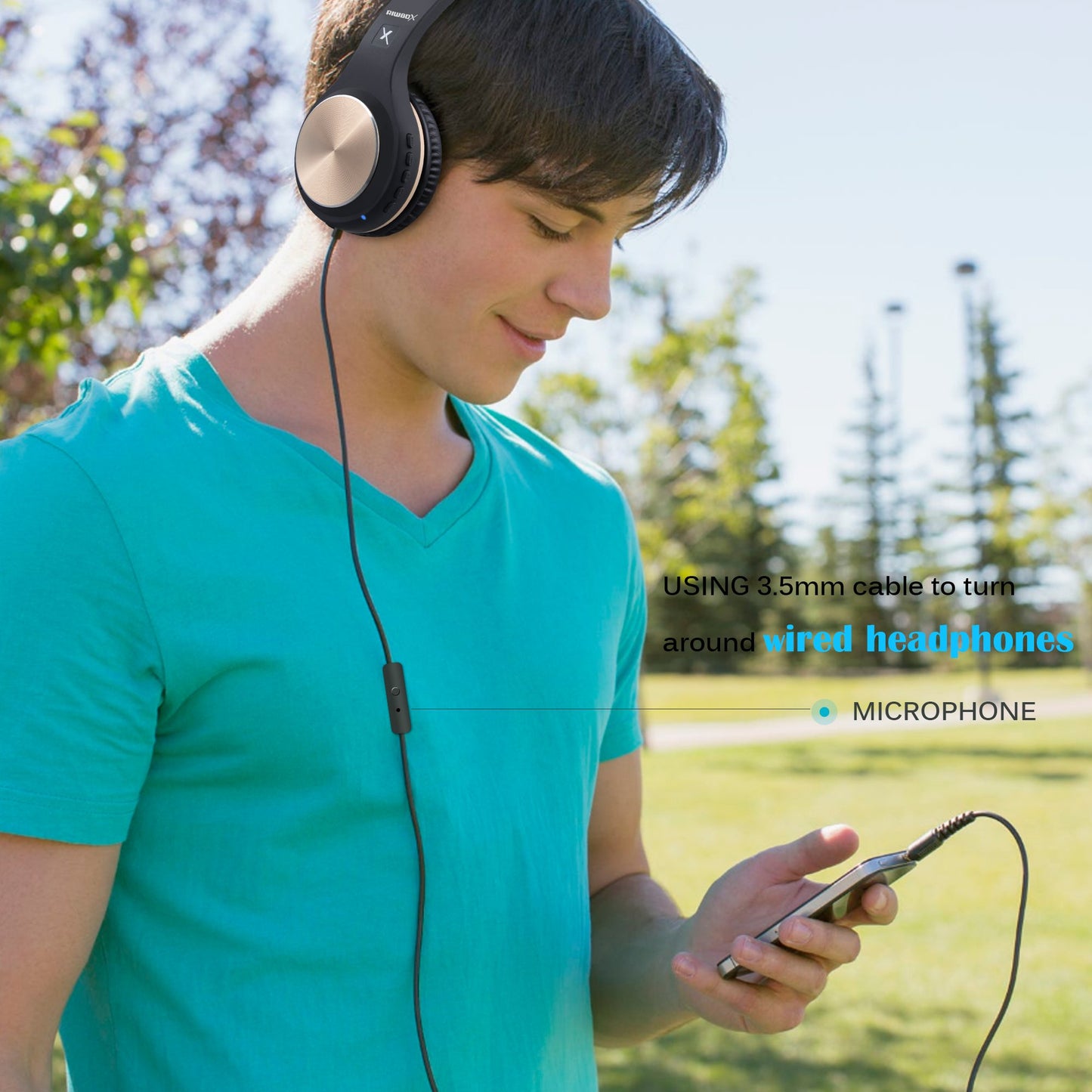 Riwbox Bluetooth Over-Ear Headphones with Mic