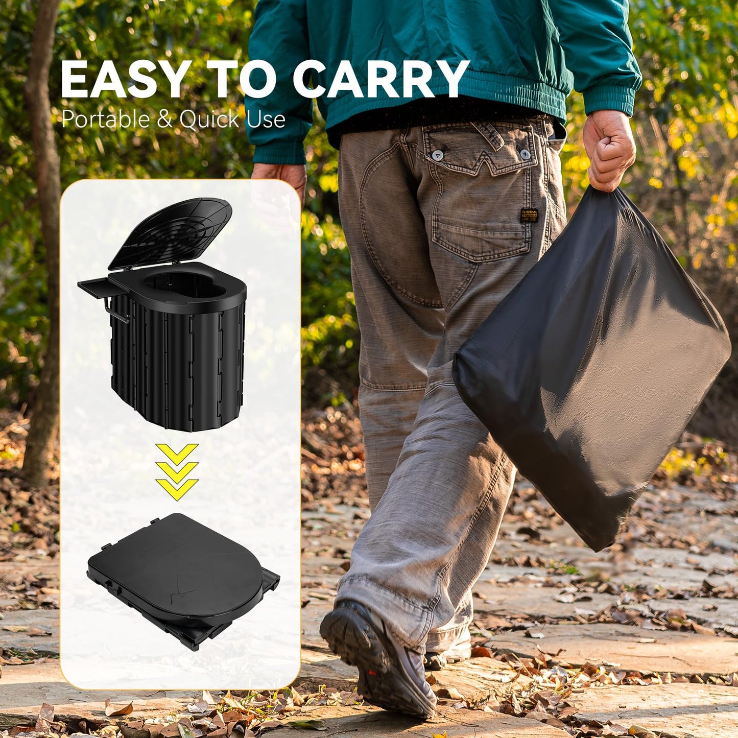 Portable Camping Toilet with Lid and Paper Holder