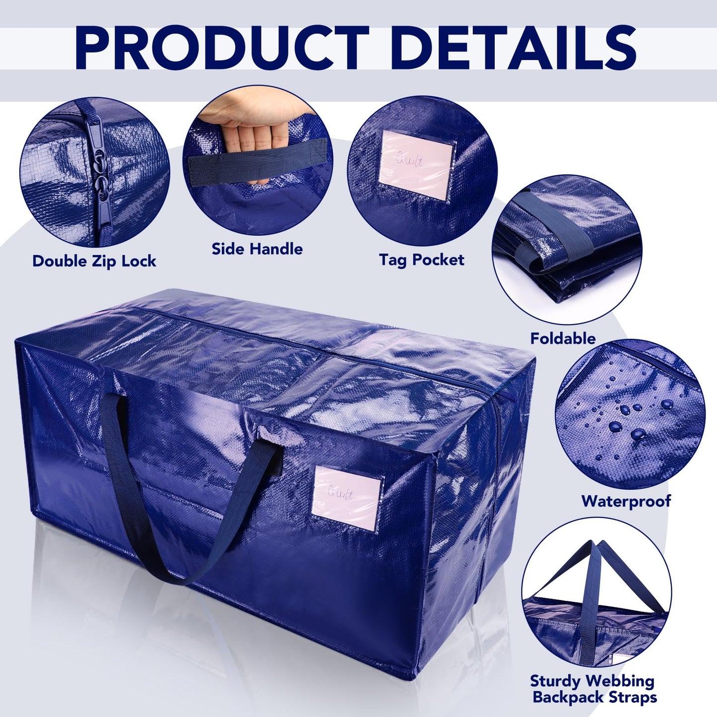 6 Pack Heavy Duty Moving Bags with Backpack Straps