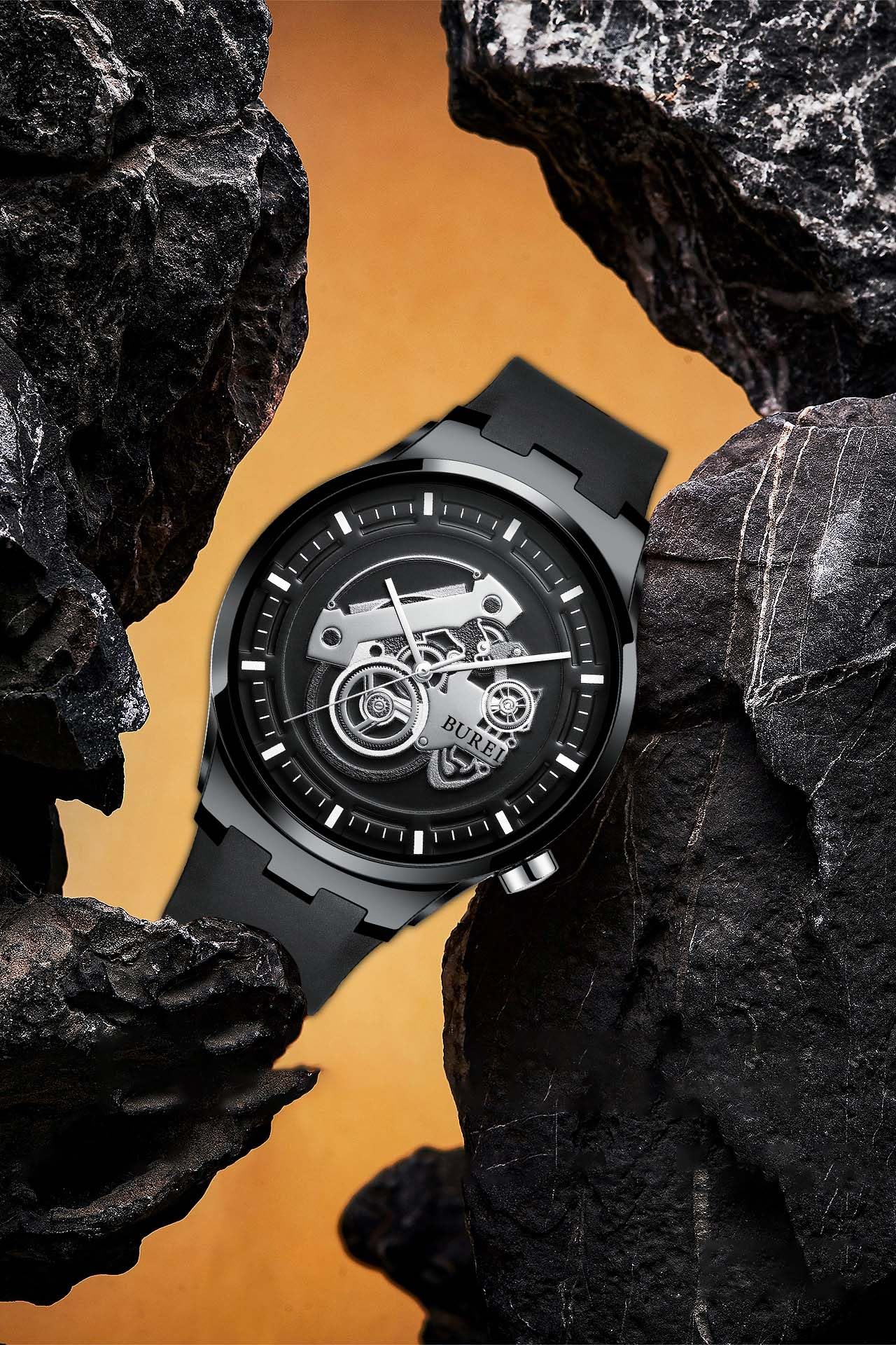 BUREI Waterproof Silicone Quartz Casual Watch