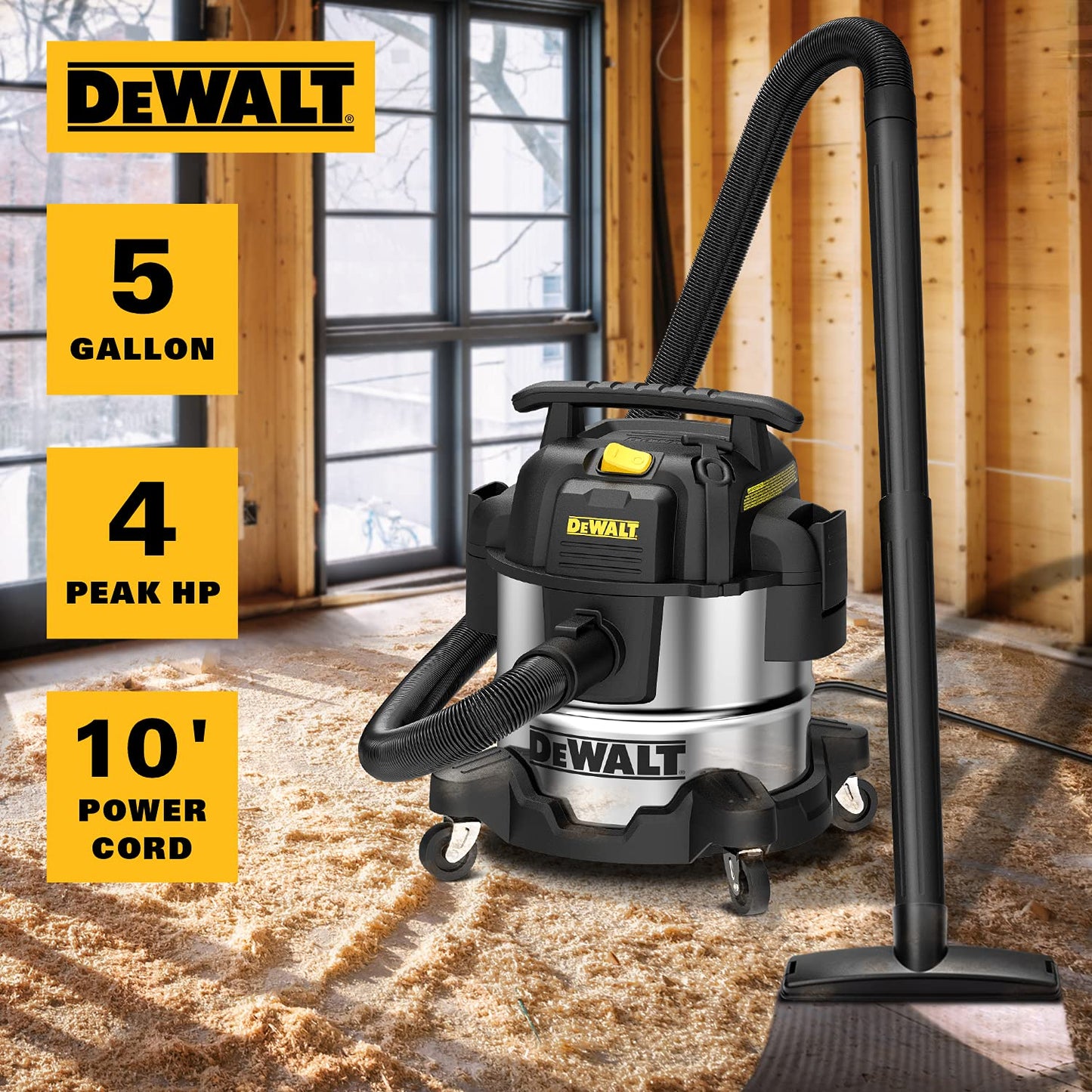DEWALT 5 Gallon Stainless Steel Wet/Dry Vacuum