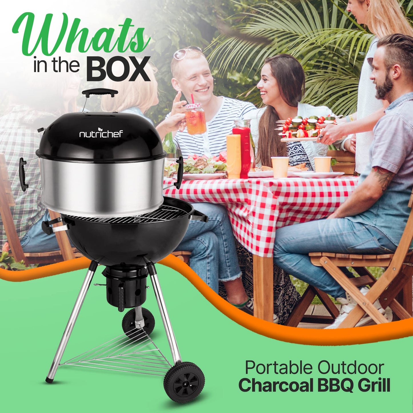 NutriChef Portable BBQ Grill for Outdoor Fun