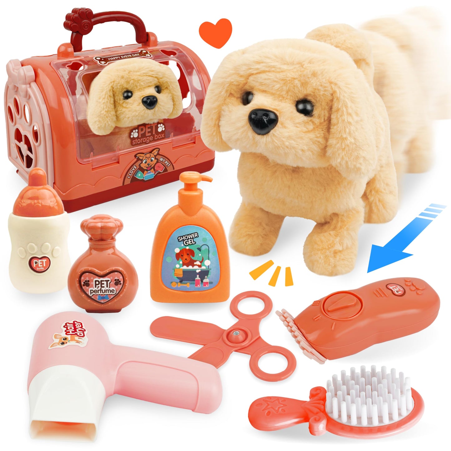 Interactive Electric Puppy Toy with Carrier Accessories