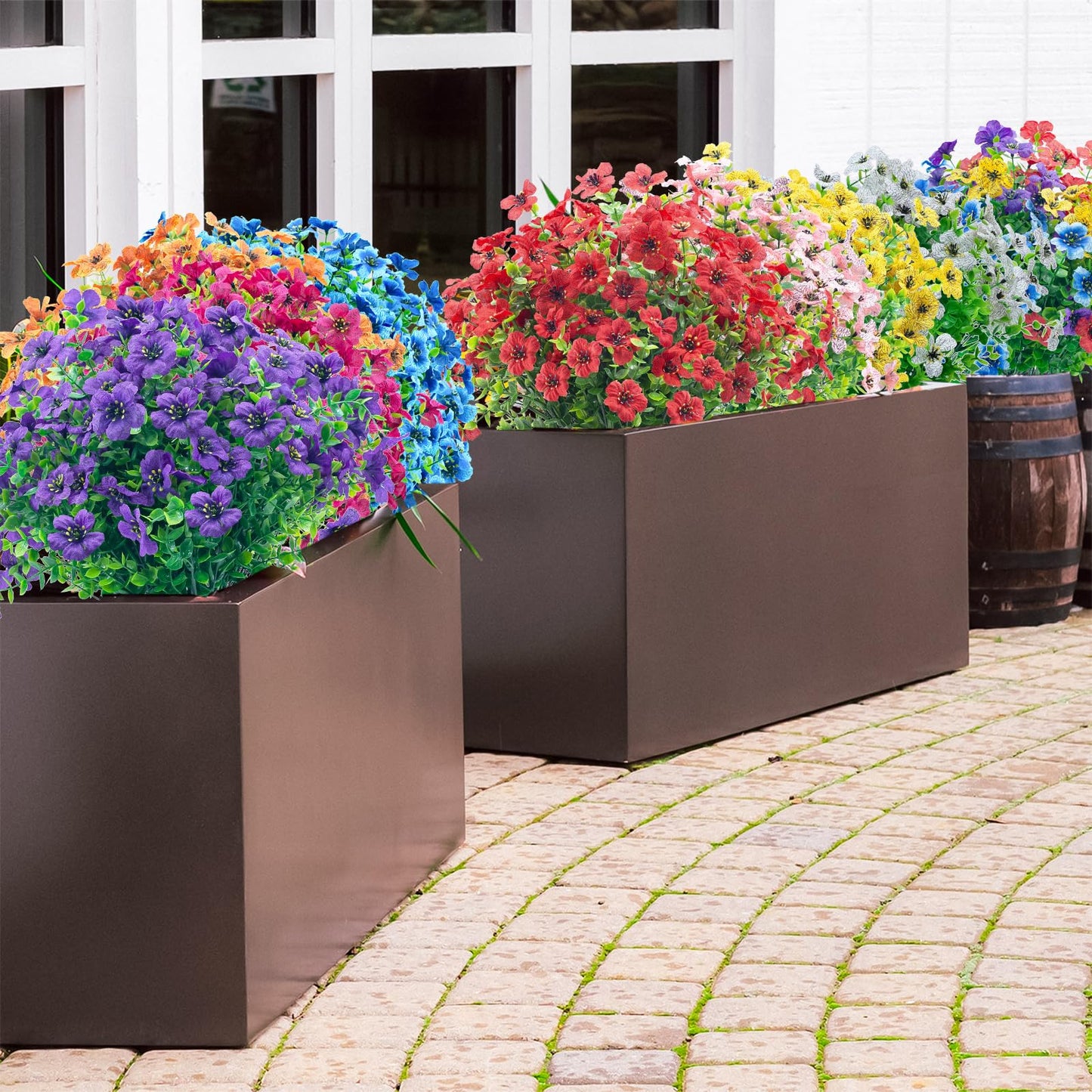 DRT DERUITAI Artificial Flowers for Outdoors 20 Bundles Faux Outside Flowers No Fade UV Resistant Fake Plastic Shrubs Home Outdoor Decor (Purple)