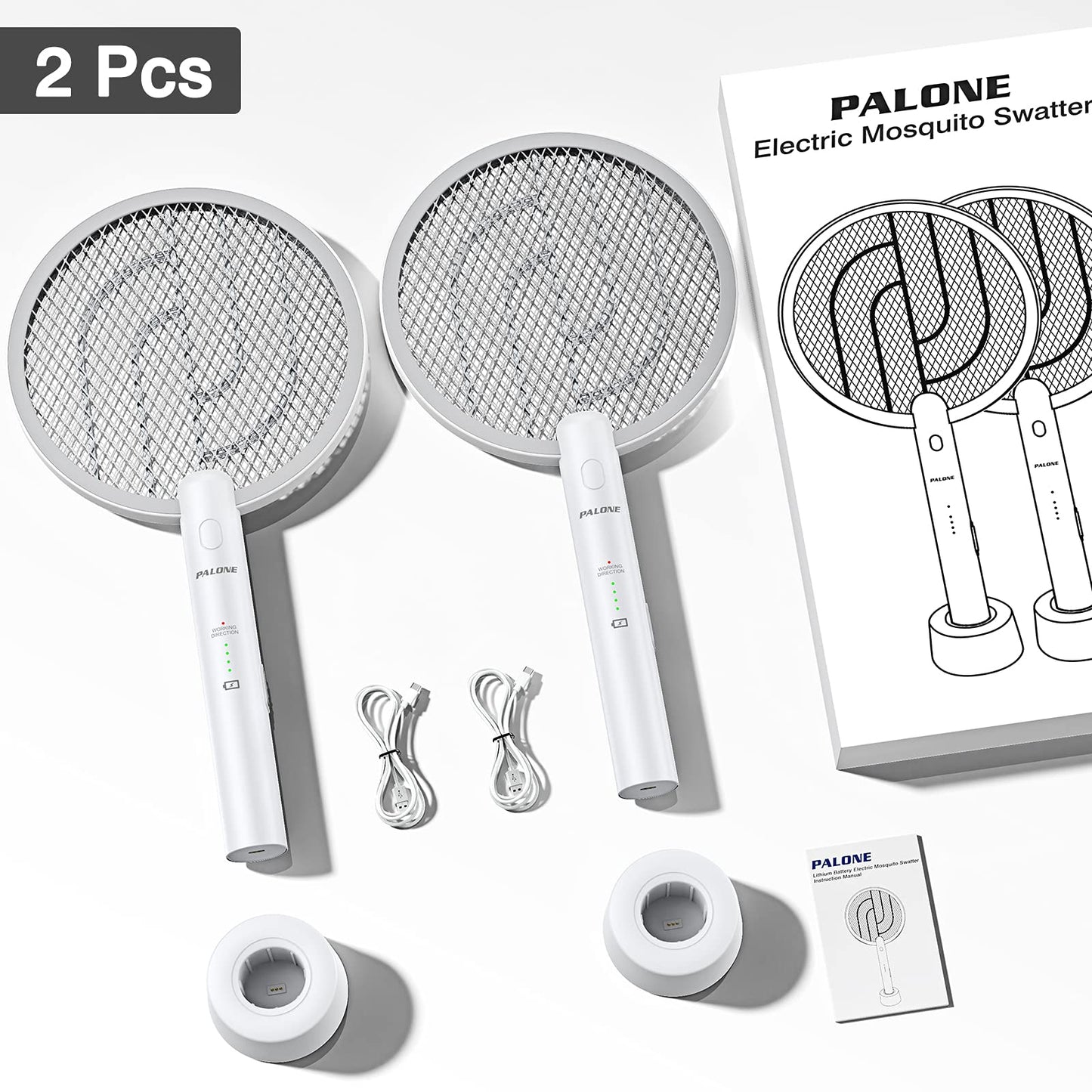 2 Pack PALONE Electric Fly Swatter Bug Zapper