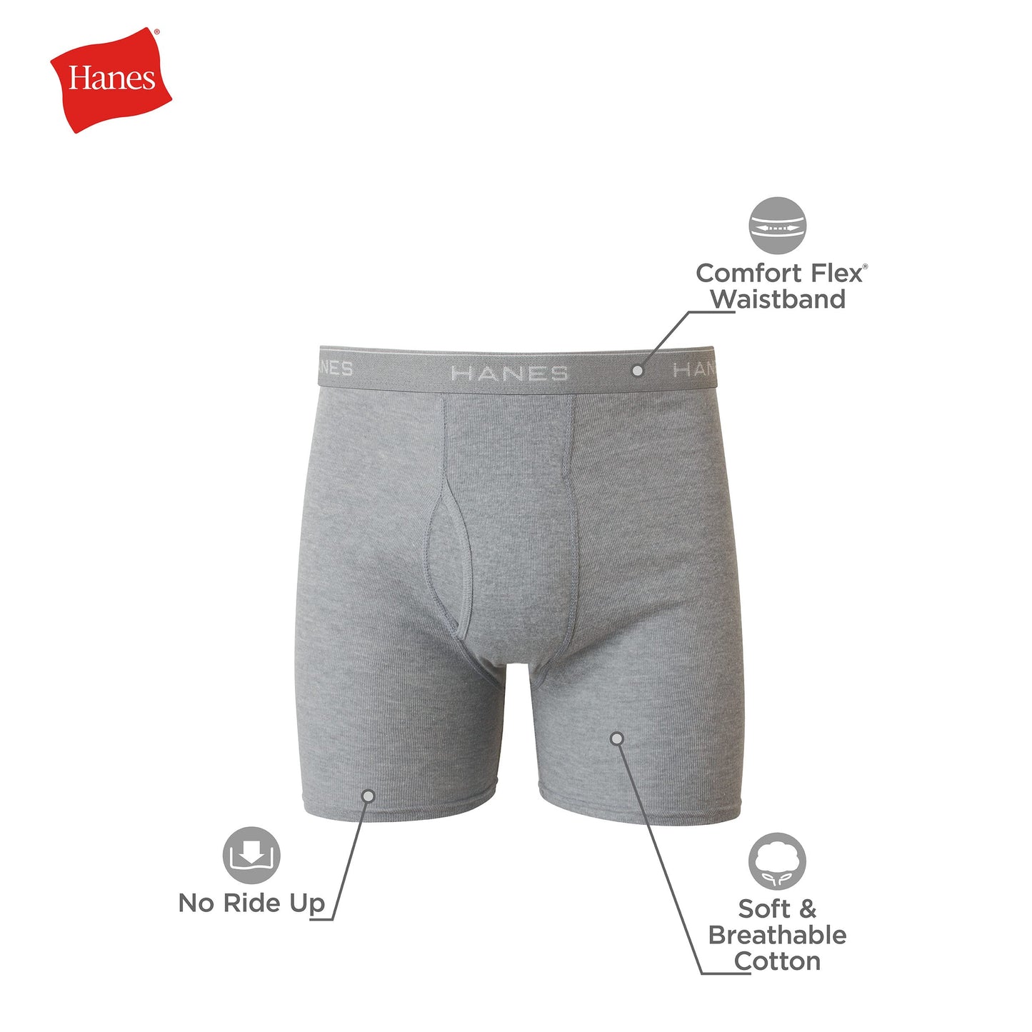 Hanes Cool Dri Boxer Briefs, 12-Pack, Black