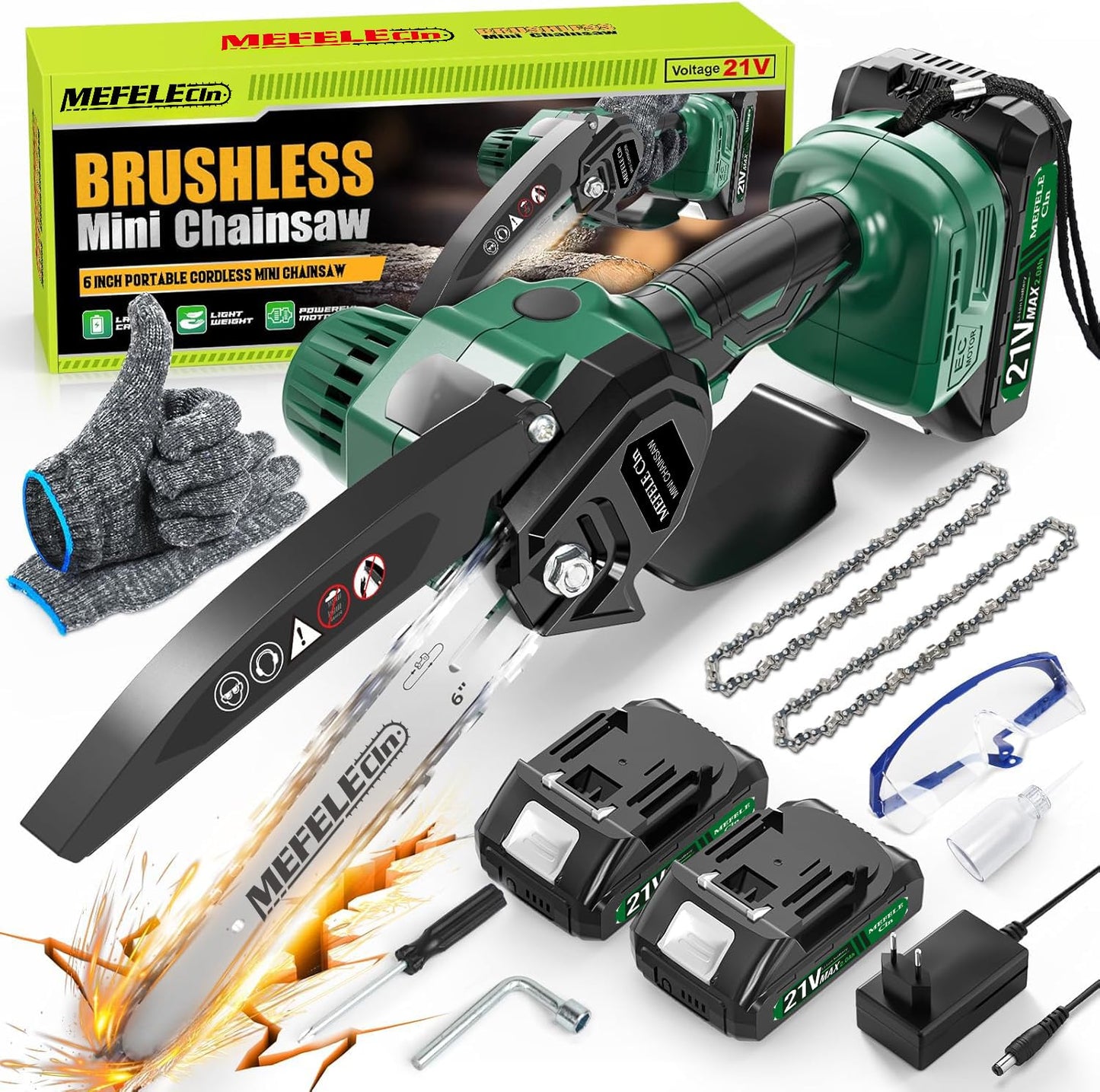 Cordless Mini Chainsaw for Wood Cutting, MEFELE