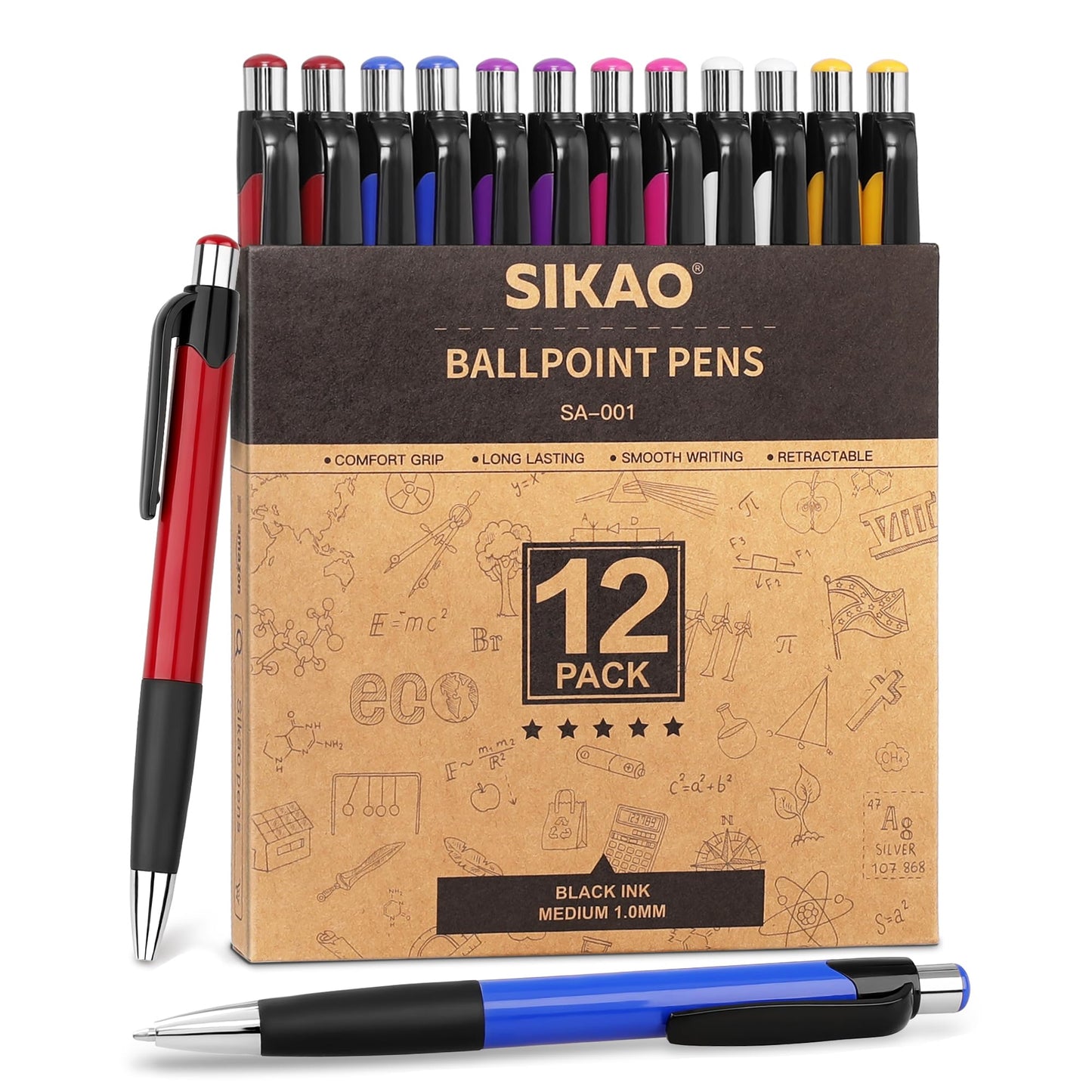 Bulk Retractable Ballpoint Pens 36 Pack Black Ink