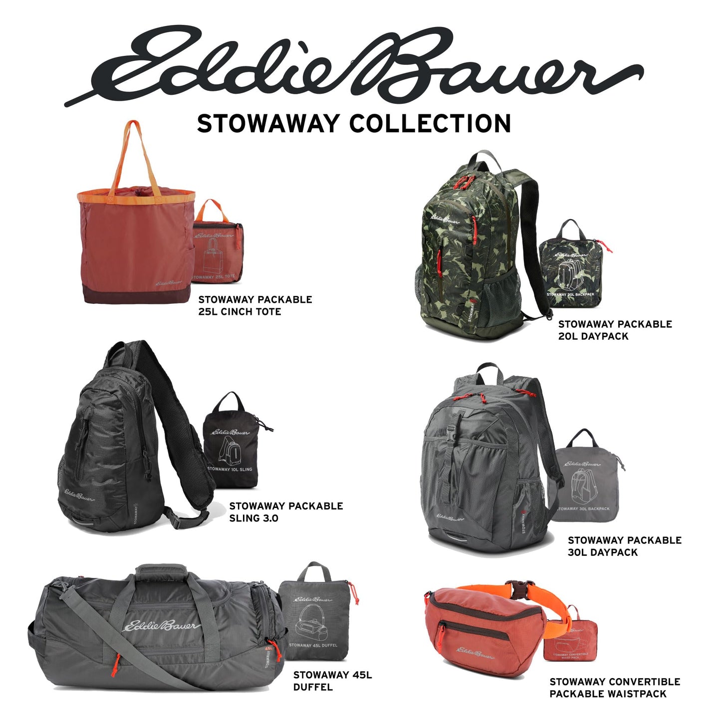 Eddie Bauer 25L Packable Cinch Tote - Onyx