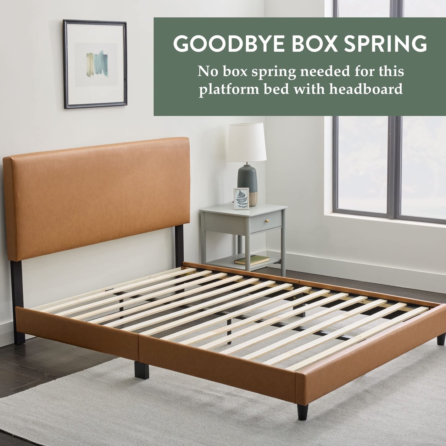 Edenbrook Twin Faux Leather Platform Bed Frame