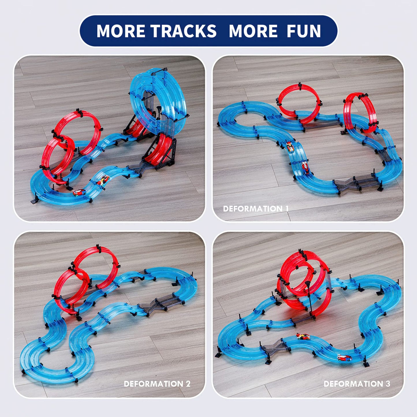 INSGEN Slot Car Race Track Sets for Kids, Hot Magnetic Attraction Track Builder, Electric Remote Control Track Car Birthday Toys for Boys Kids Age 6 7 8-12