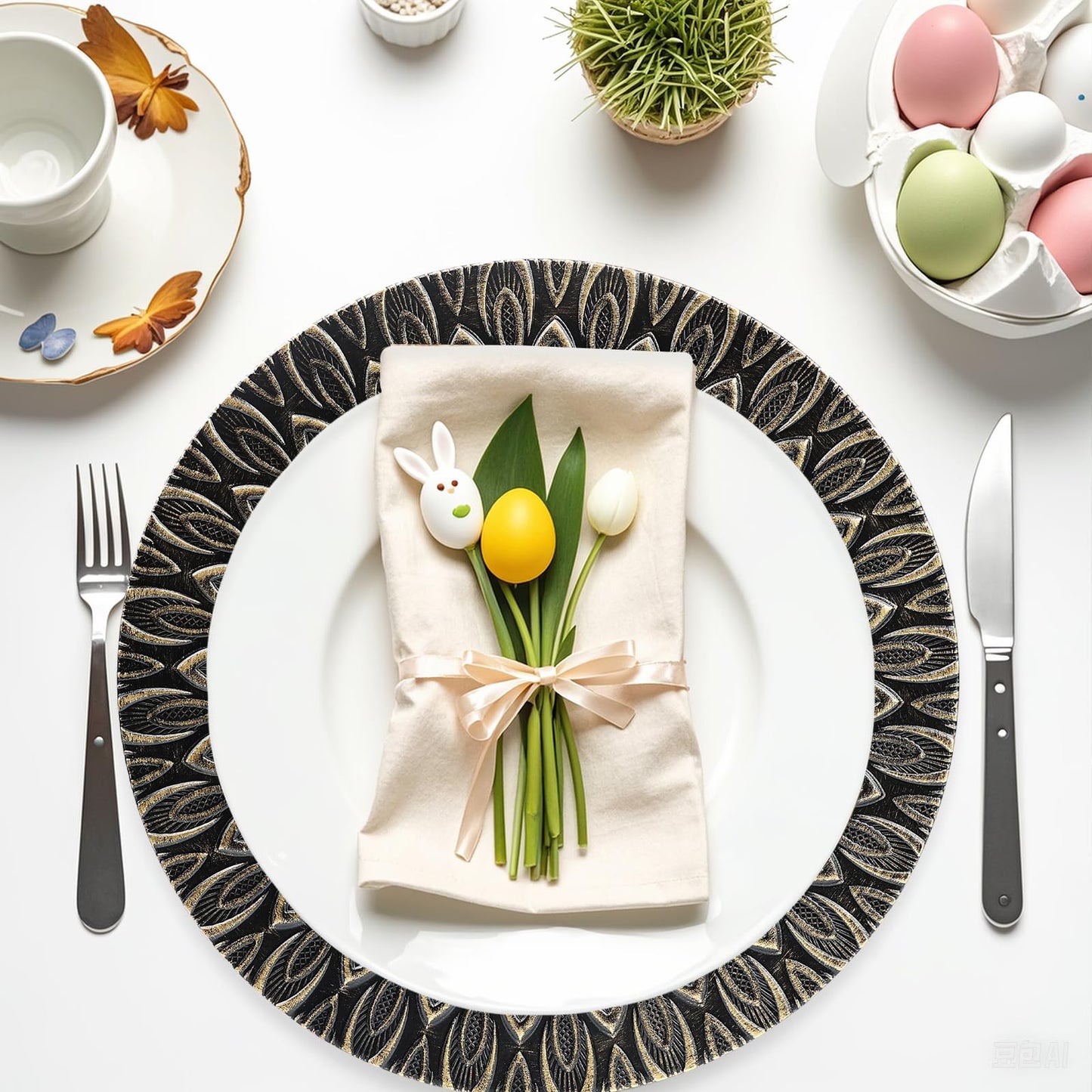 Set of 6 Plastic Charger Plates for Events