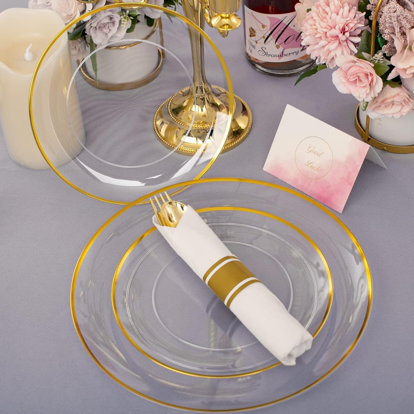 140 Pcs Clear Disposable Party Dinnerware Set