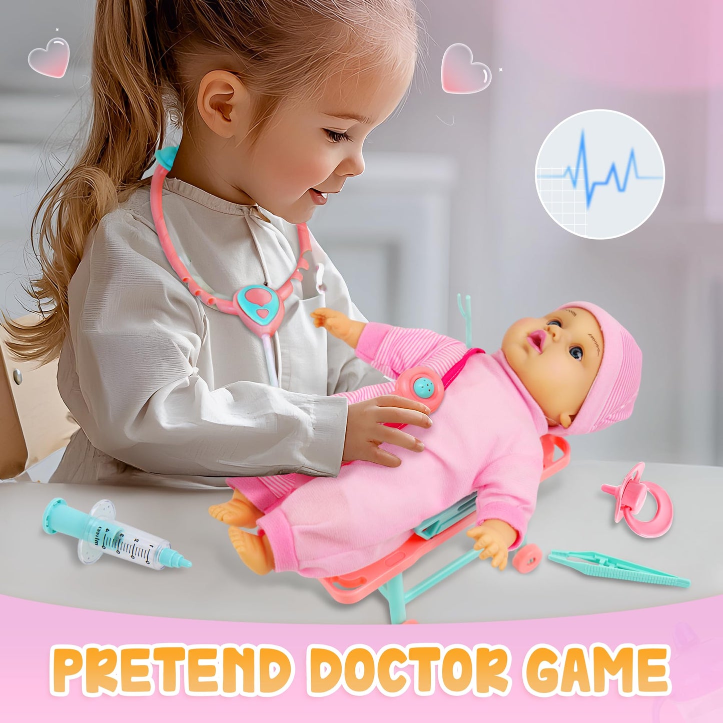 SMILESSKIDDO Talking Baby Doll with Toy Doctor Kit for Kids