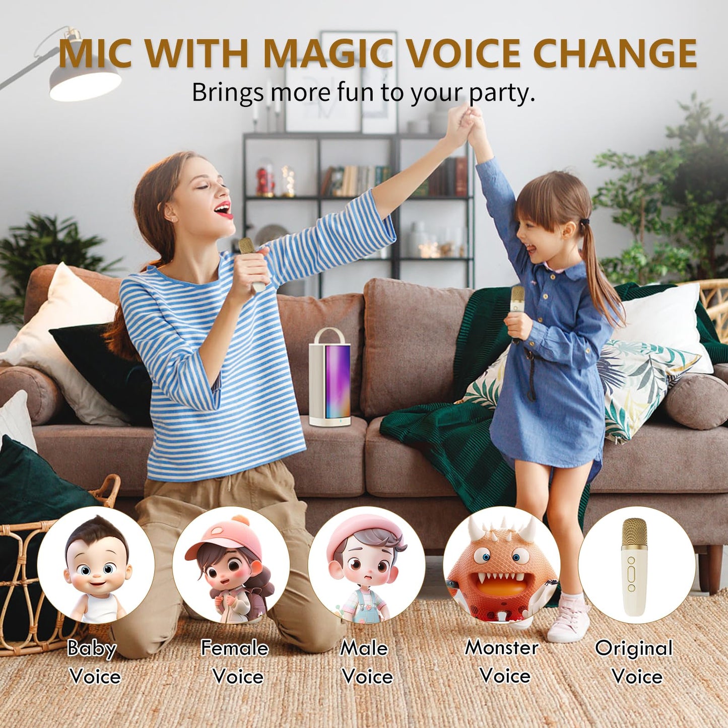 HWWR Karaoke Machine with Wireless Microphones