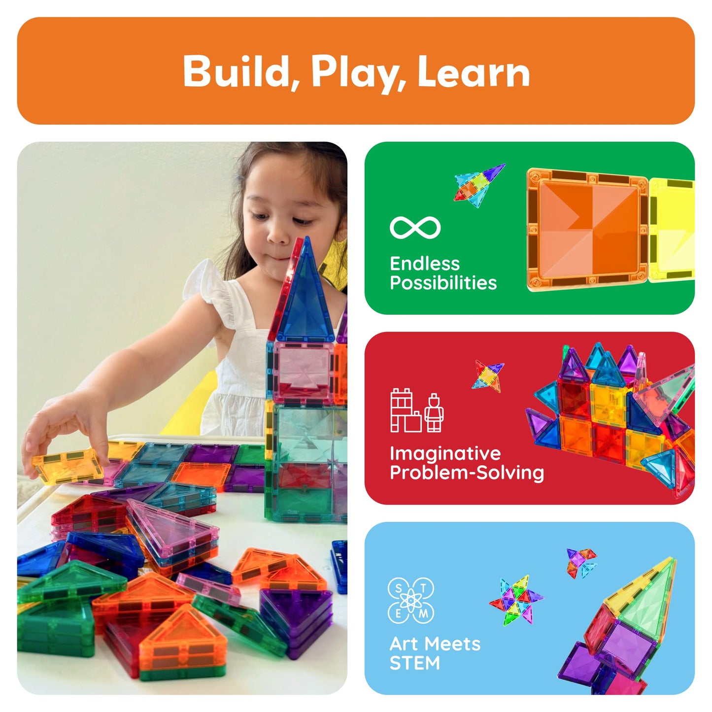 80-Piece PicassoTiles Magnetic Building Set for Kids
