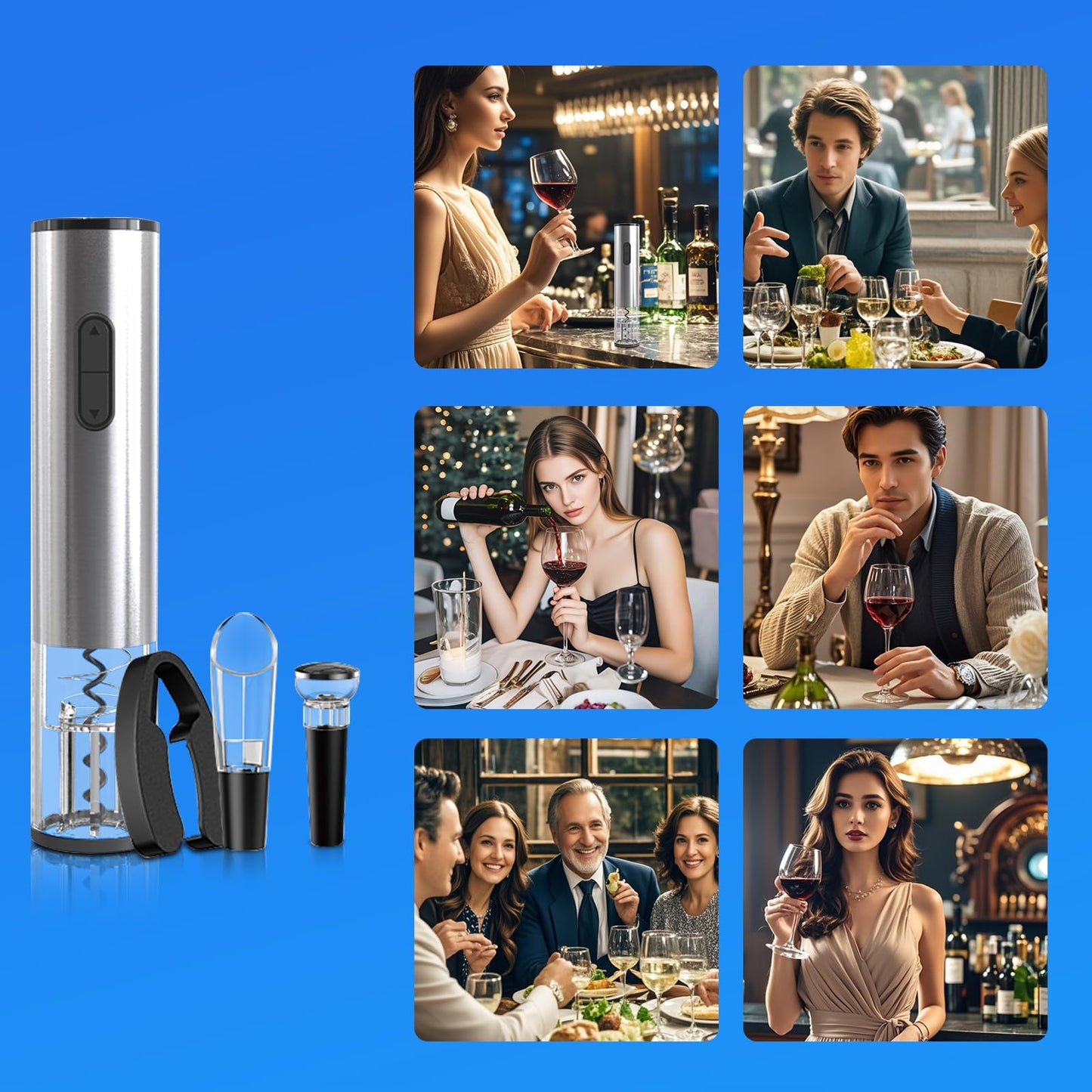 5-in-1 Electric Wine Opener Set with Accessories