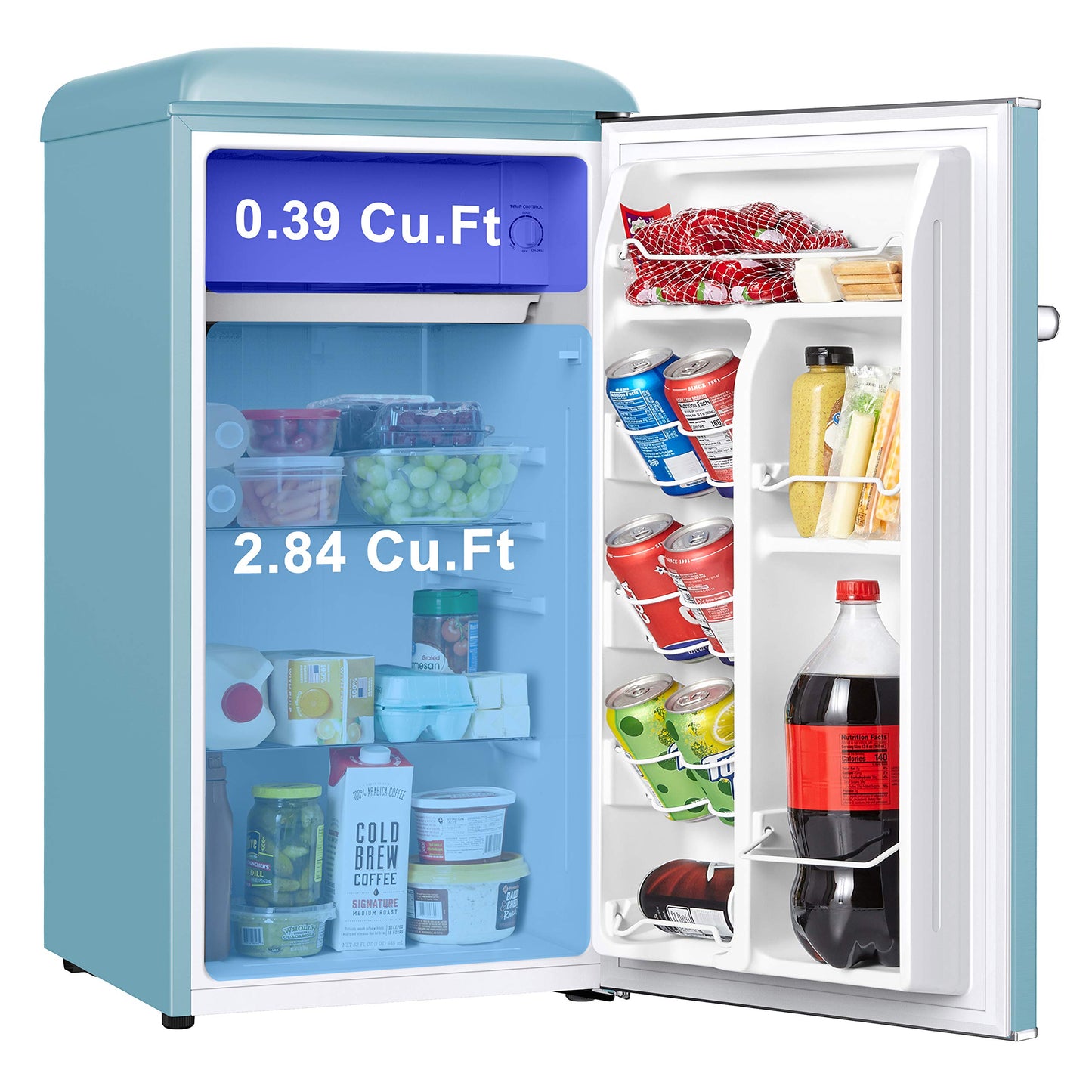 Galanz Retro Compact Refrigerator with Adjustable Thermostat