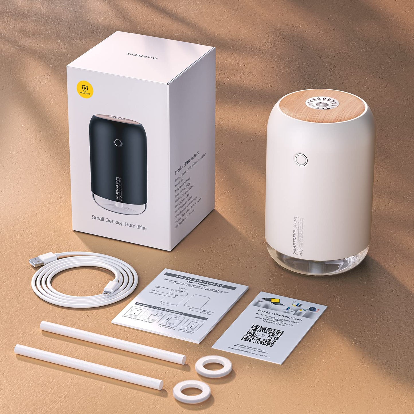 500ml SMARTDEVIL Portable Mini Humidifier with Night Light