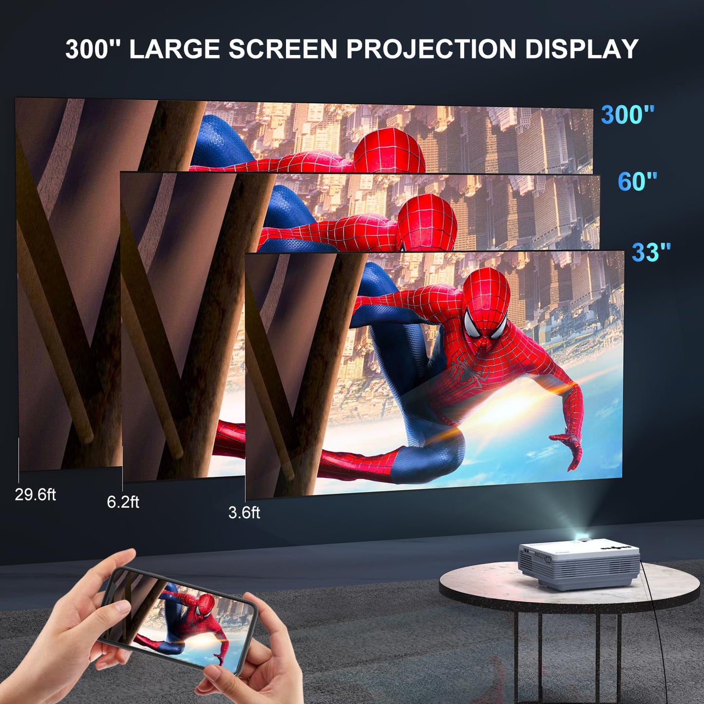 FUDONI 5G WiFi Native 1080P Outdoor Projector