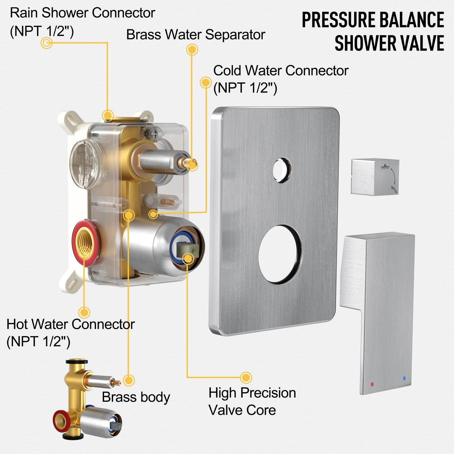 HomGoo Rain Shower Faucet Set with Handheld