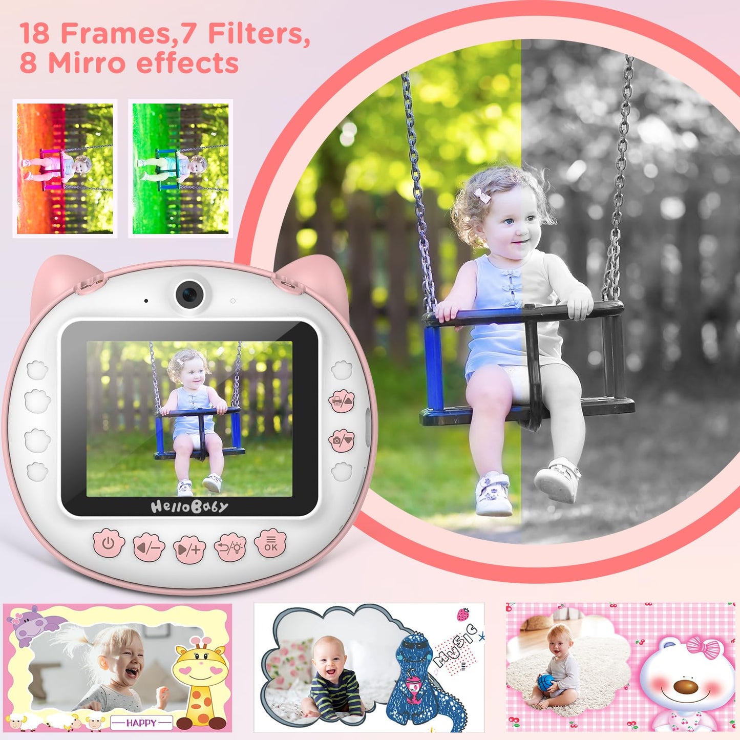 HelloBaby Instant Print Kids Camera - Pink
