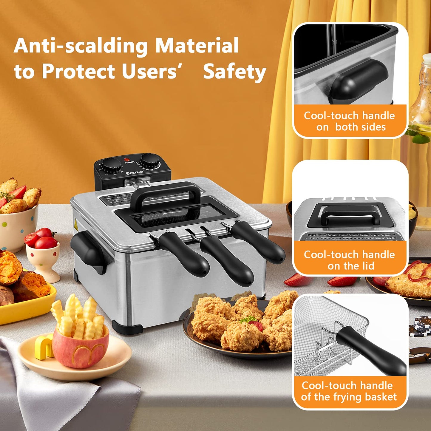 5.3Qt COSTWAY Electric Deep Fryer with Timer