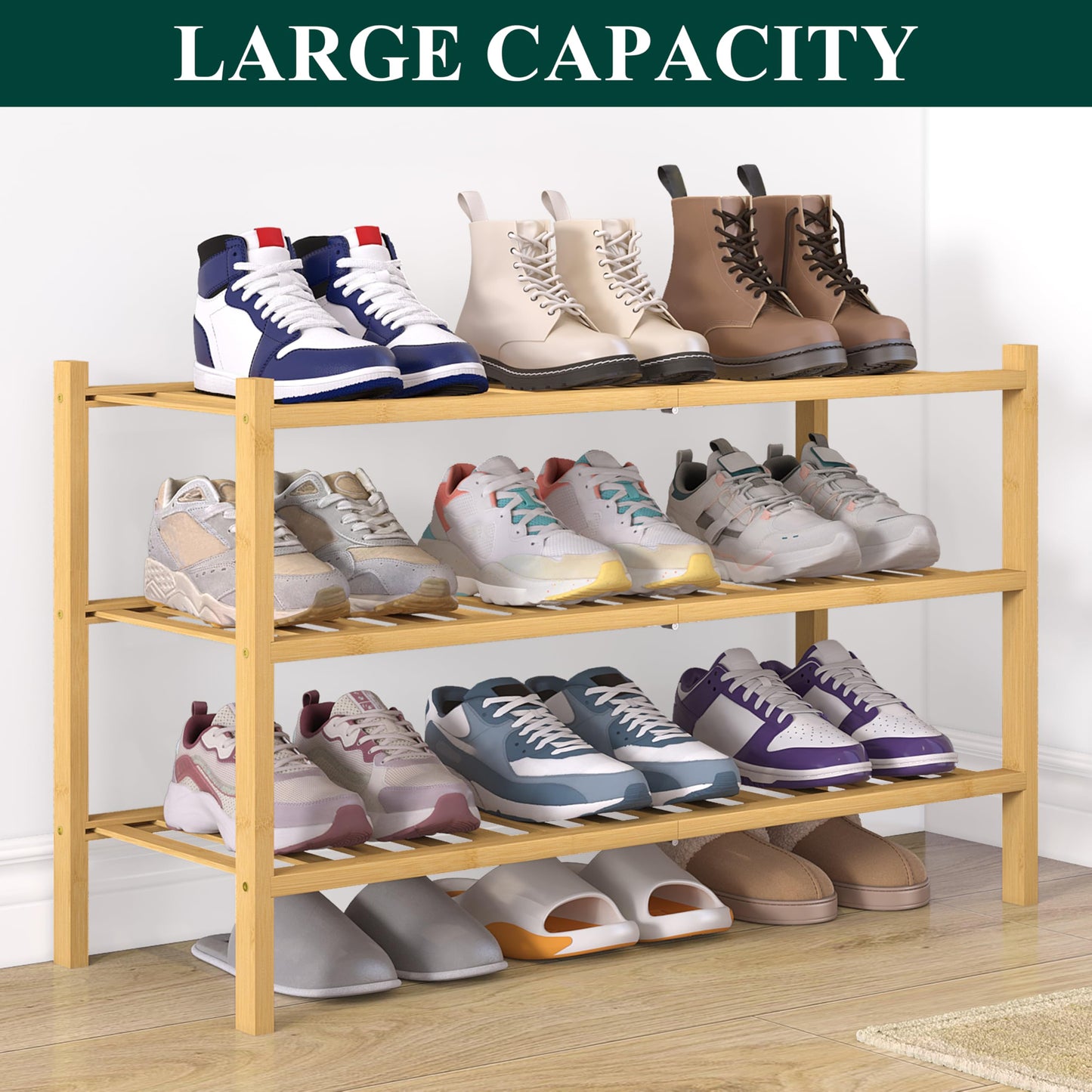 3-Tier Bamboo Shoe Rack Organizer by Smiry