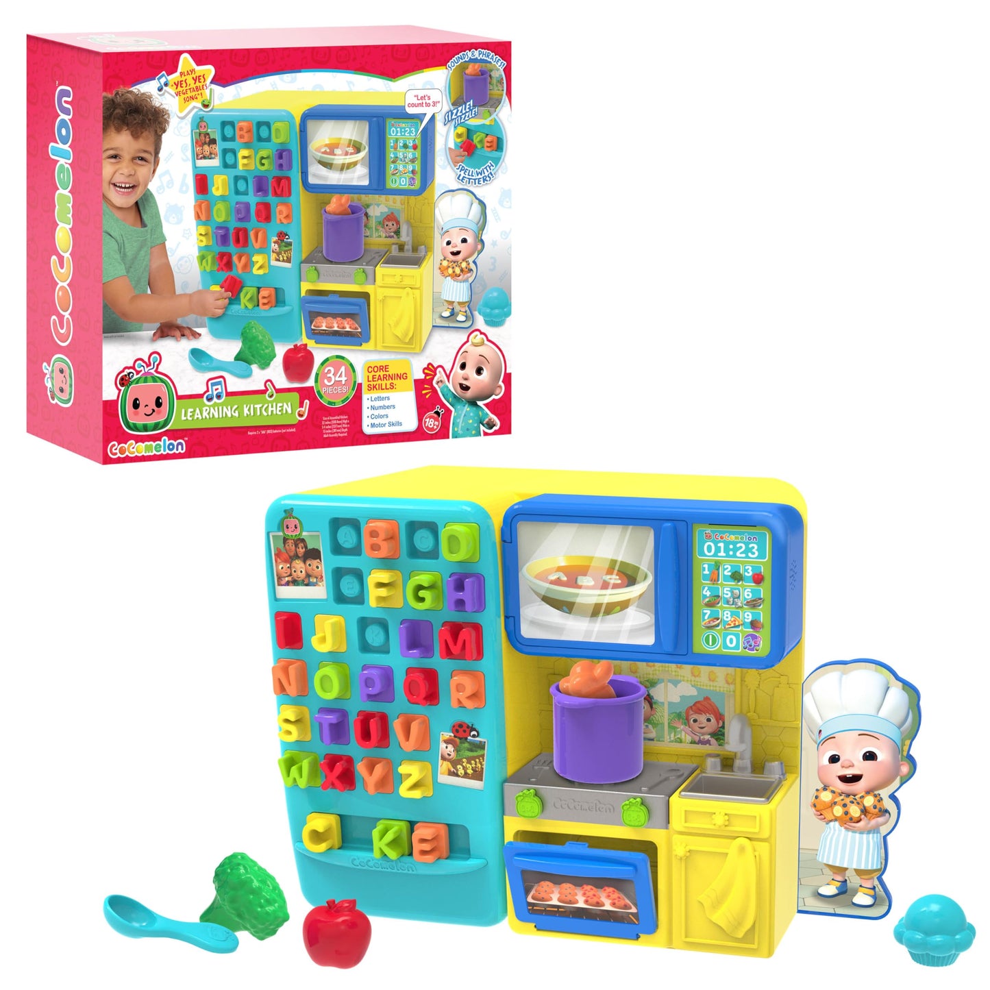 CoComelon Interactive Learning Kitchen Playset, 34 Pieces