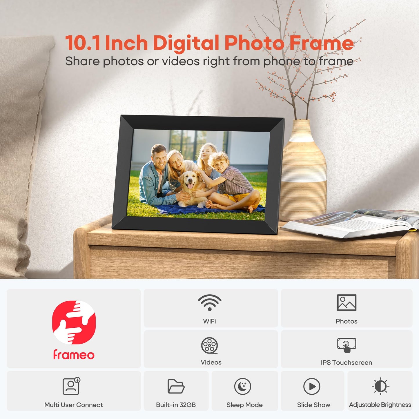 10.1" WiFi Digital Picture Frame with Touch Screen