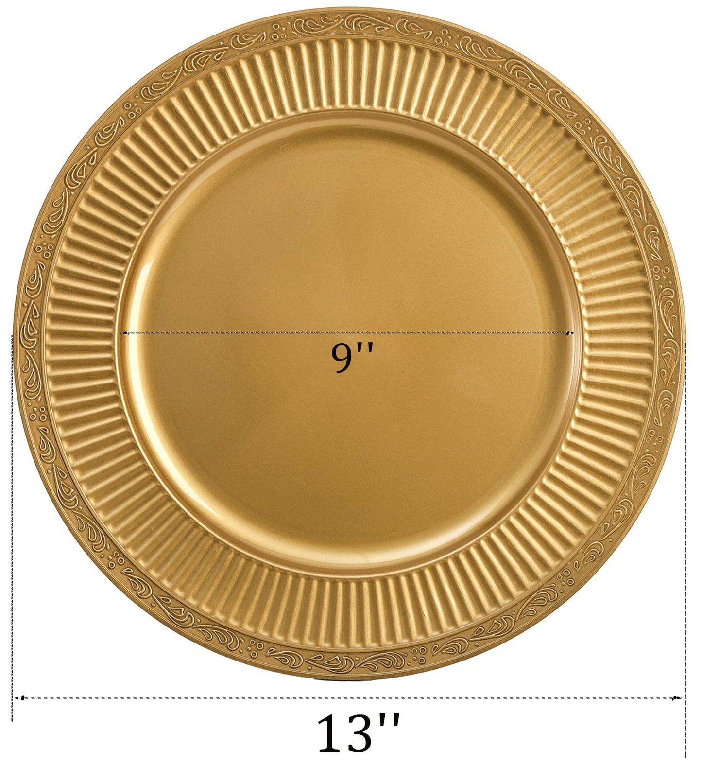 Yesland 12 Pack Gold Charger Plates with Hammered Rim, 13 Inch Plastic Round Charger for Dinner Plates Dinner Chargers Set for Wedding Decorative, Party, Tabletop, Thanksgiving, Restaurant