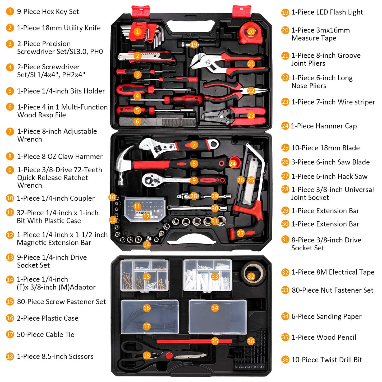 KingTool 325-Piece Home Repair Tool Kit
