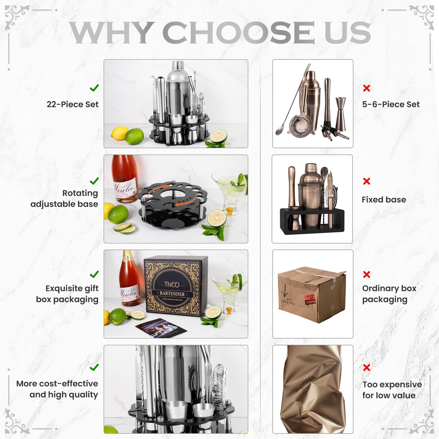 Cocktail Shaker Set 24-Piece Bar Accessories
