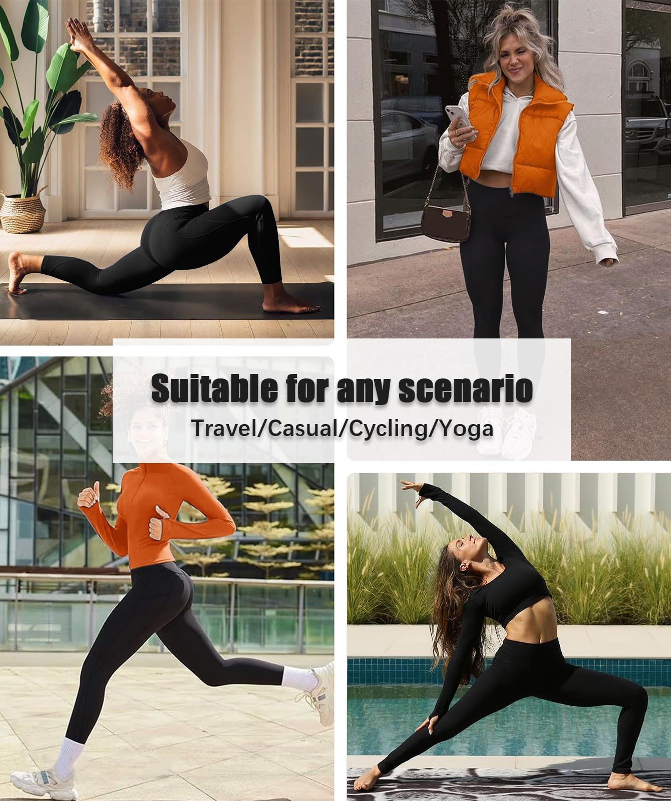 4 Pack High Waisted Leggings with Pockets
