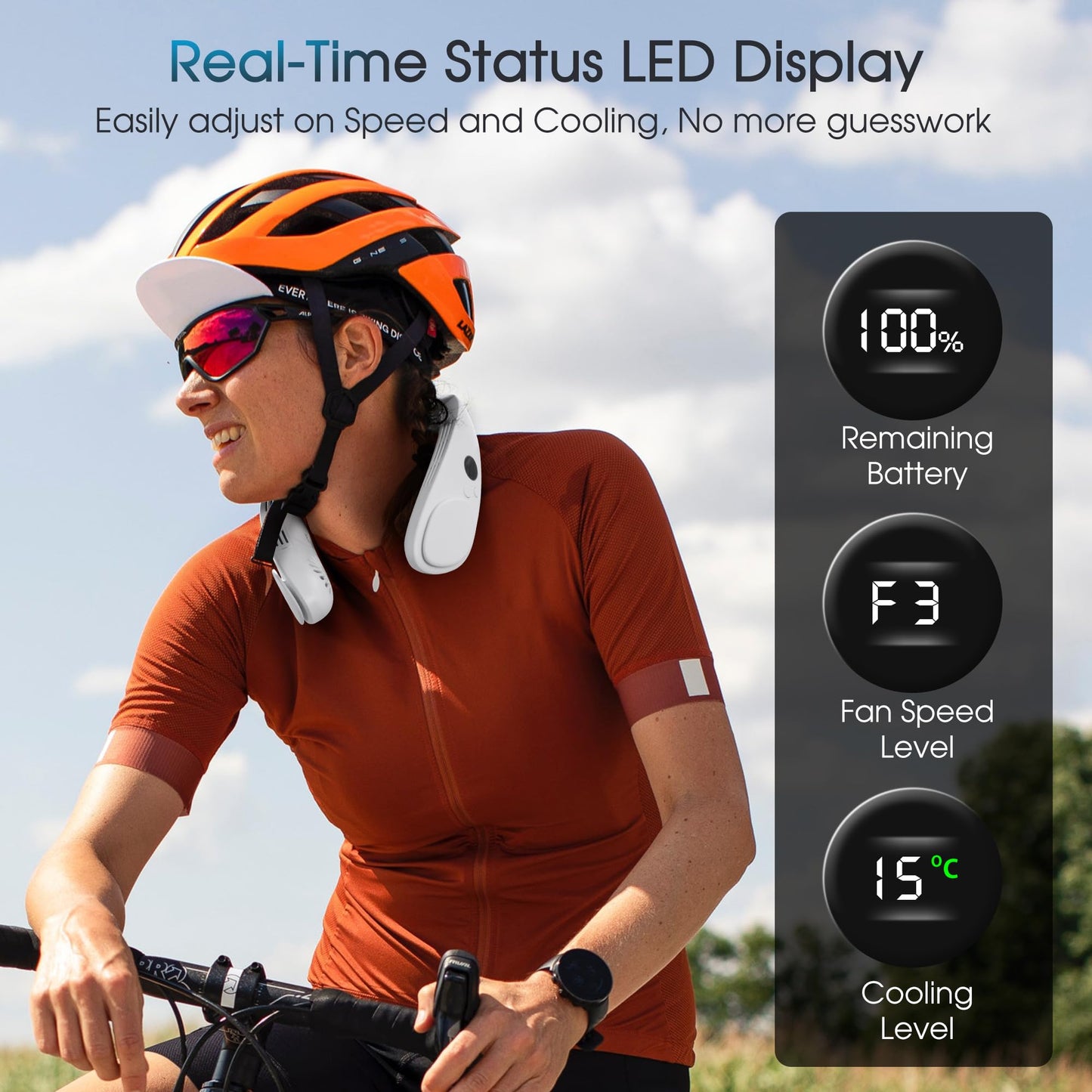 Jawhock Portable Neck Fan|Semiconductor Cooling Bladeless Fan|4400mAh Rechargeable Battery|LED Digital Display|Hands Free Fan for Kitchen Fitness Travel Camping Working|Fashinable Gifts