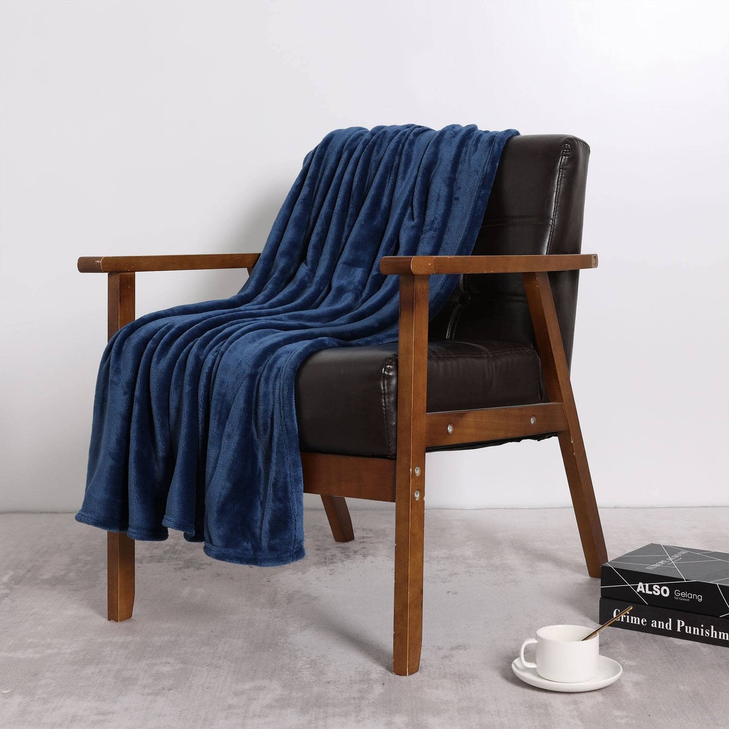 NANPIPER Fleece Blankets, Super Soft Flannel Fuzzy Blanket for Couch, Luxury Cozy Lightweight Microfiber Dog Blanket-Throw Size,Dark Blue