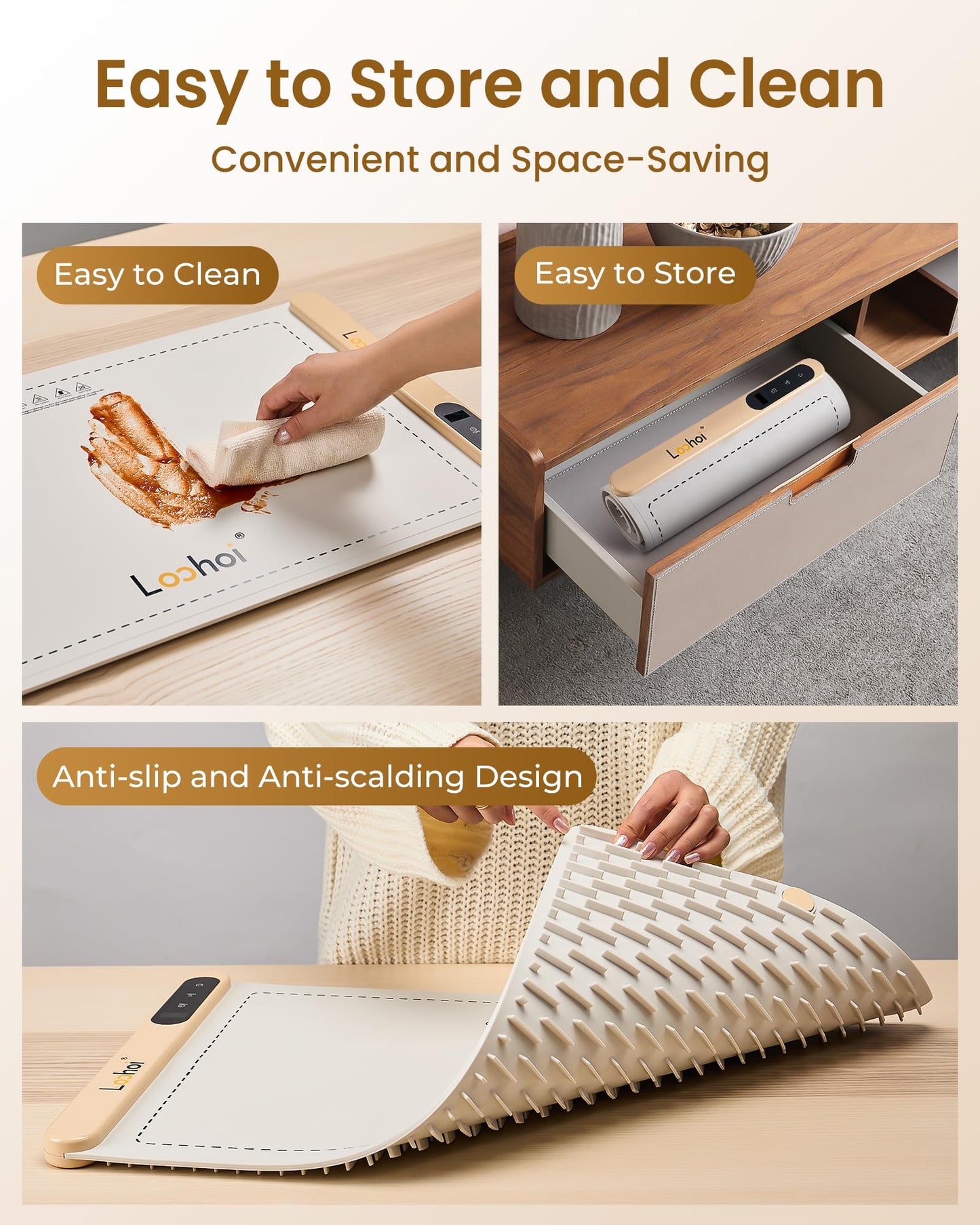 Food Warming Mat with 6 Temperature Settings