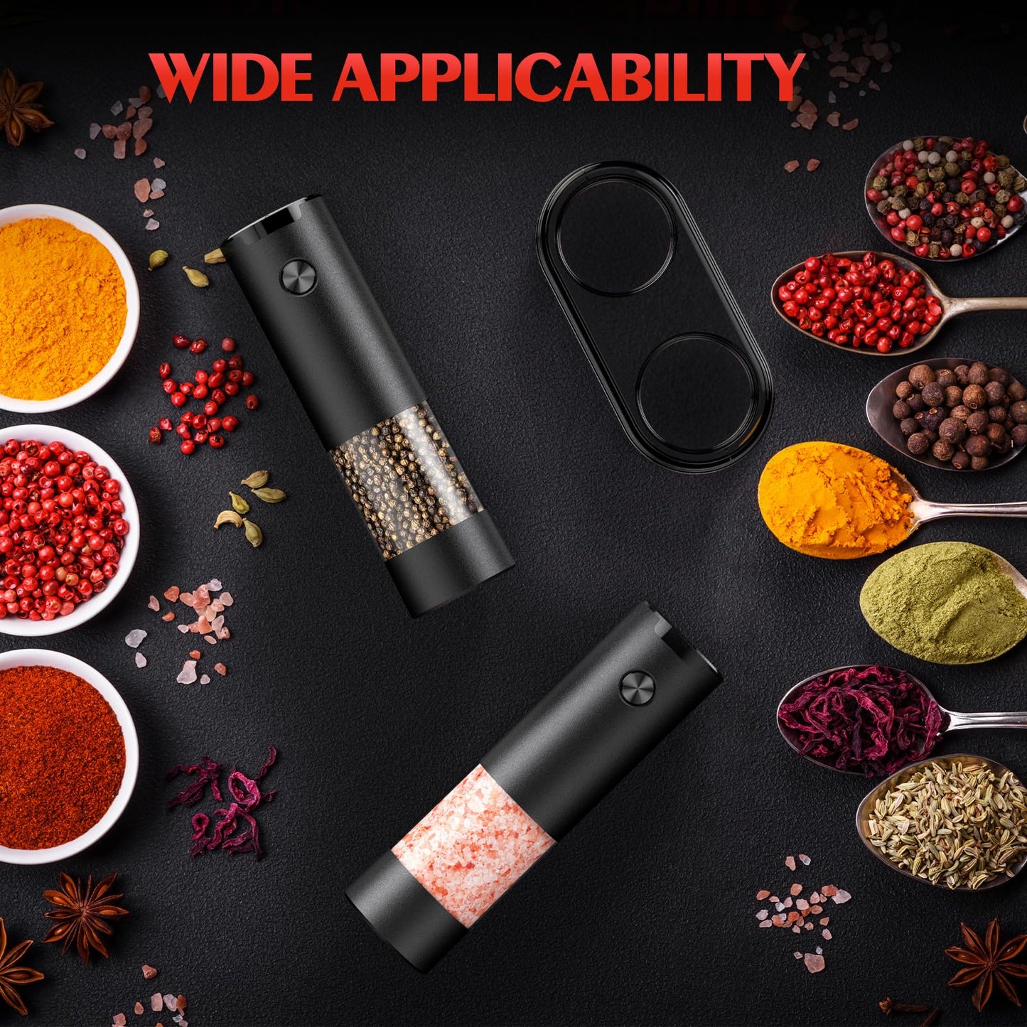 2 Pack Electric Salt and Pepper Grinder Set