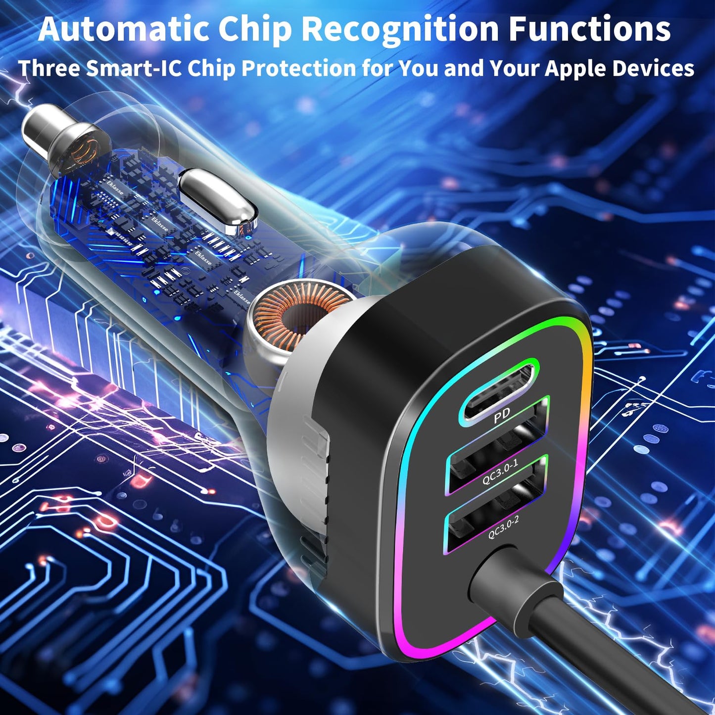 140W USB-C Car Charger with 4 Ports