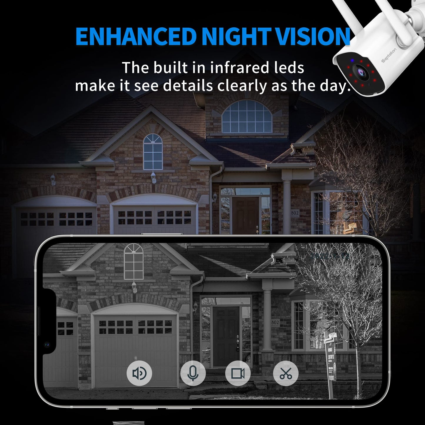 2 WiFi Security Cameras with Night Vision