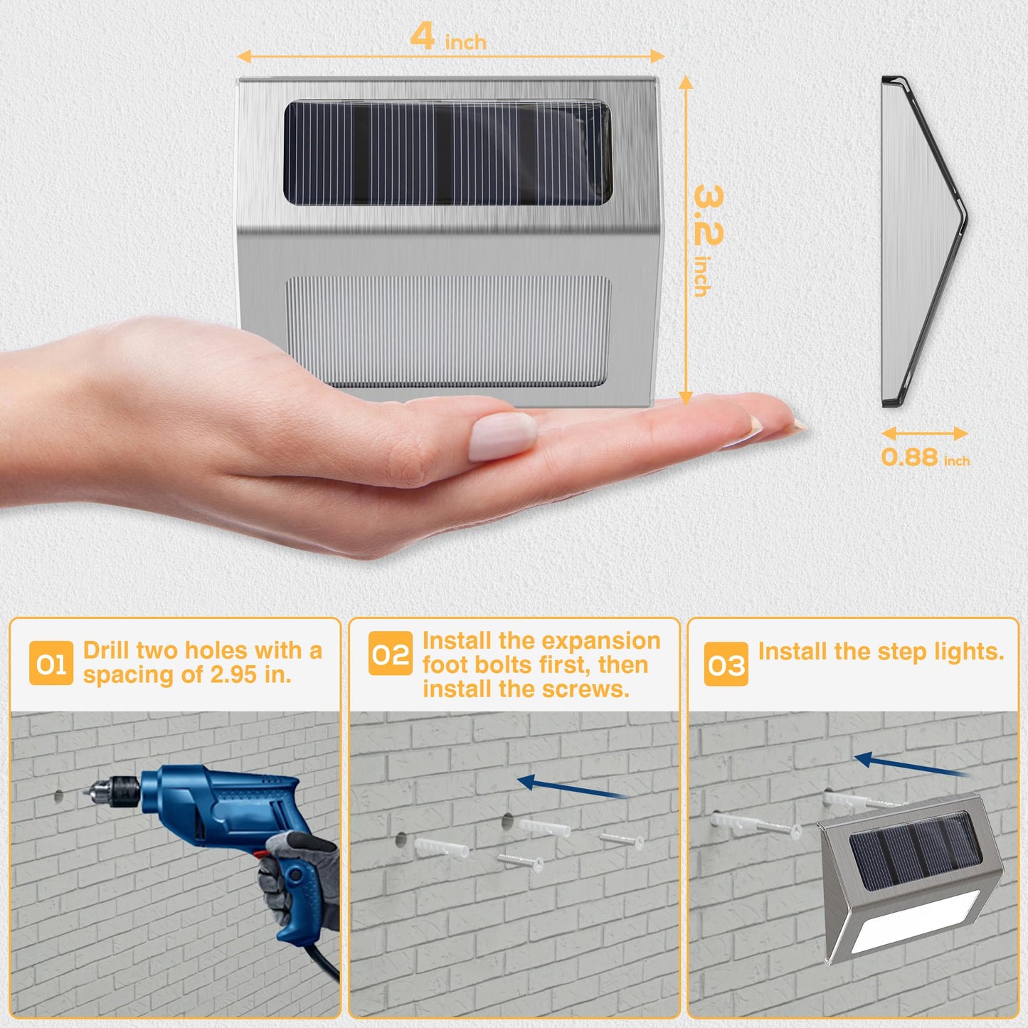 12 Pack Solar Fence Lights Outdoor Waterproof