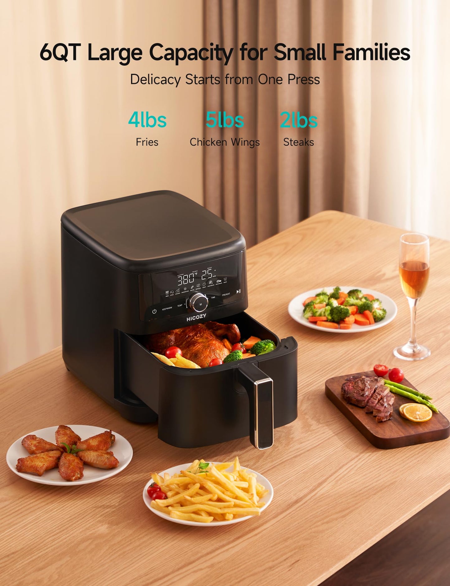 HiCOZY 10-in-1 6QT Air Fryer with Flash Crisp