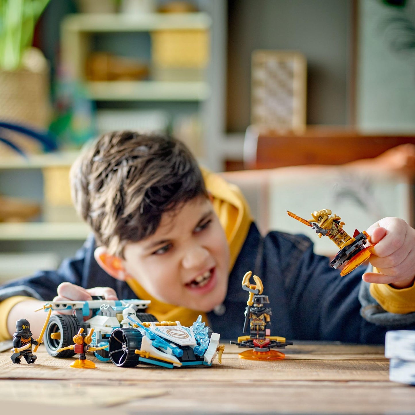 LEGO NINJAGO Zane’s Dragon Power Spinjitzu Race Car 71791 Building Toy Set, Features a Ninja Car, 2 Hover Flyers, Dragon Toy, and 4 Minifigures, Gift for Kids Aged 7+