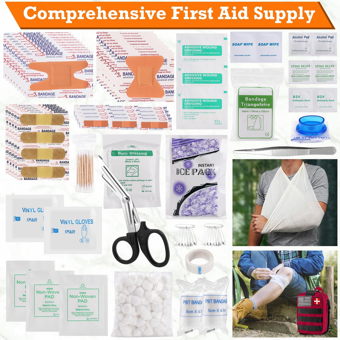 DLMD 278 PCS First Aid Kit for Car Home, Gifts for Dad Him Men Women Kids Christmas,Survival Kits/Emergency Medical Supplies for Travel Office Outdoor Hiking Camping Backpacking (Red)
