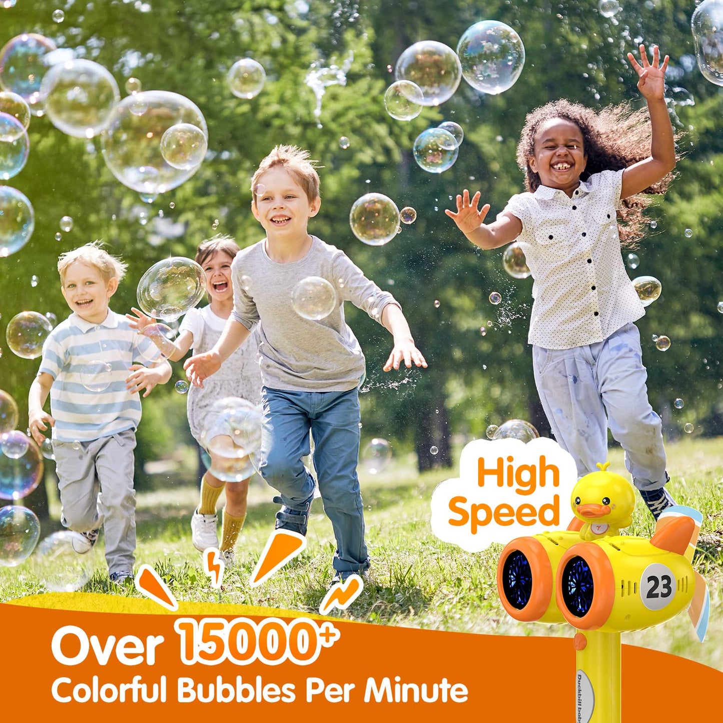 Bubble Machine Gun with Bubble Refill Solution, Bubble Guns with Lights for Bubble Blaster Party Favors, Bubbles for Kids Outdoors Activity, Easter, Birthday, Wedding Party